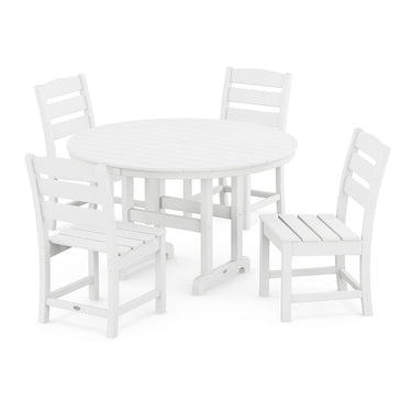 POLYWOOD Lakeside 5-Piece Round Side Chair Dining Set - White
